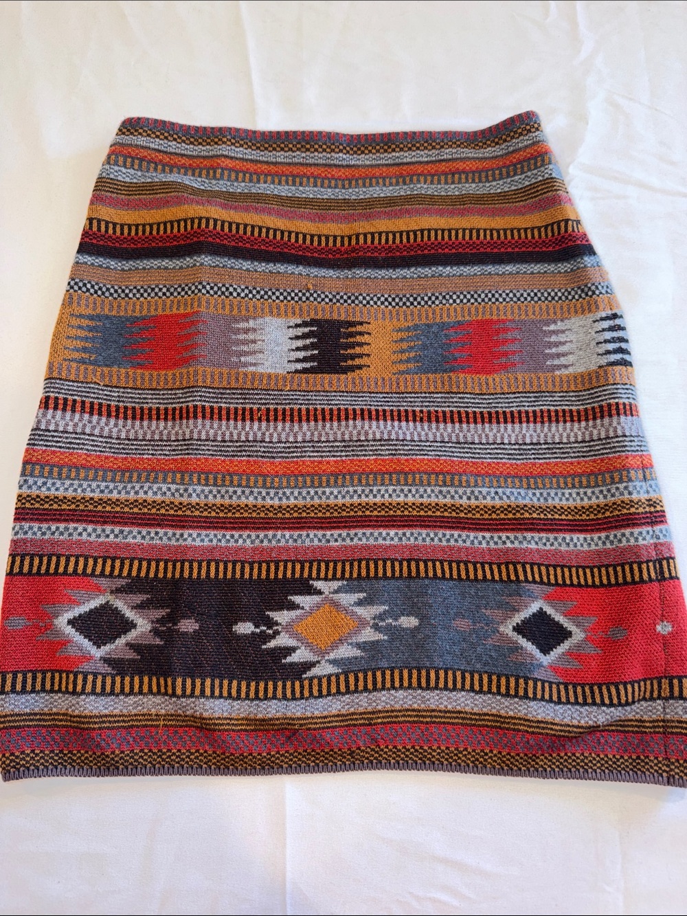 2509102 Peruvian Connection Tribal Skirt XS Pull On Stretch Boho Geometric Peru